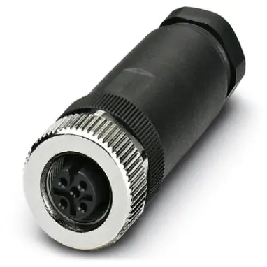 Jack, M12, 4 pole, screw connection, screw locking, straight, 1696439 - 1