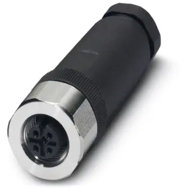 Jack, M12, 4 pole, screw connection, screw locking, straight, 1553268 - 1