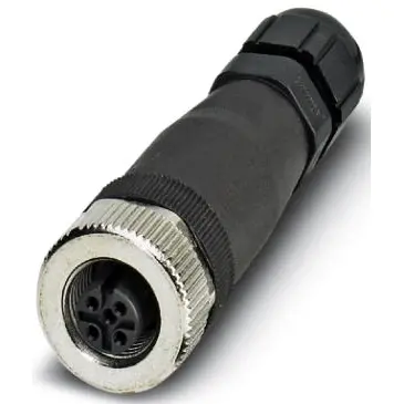 Jack, M12, 4 pole, screw connection, screw locking, straight, 1430381 - 1