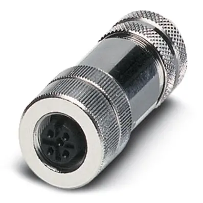 Jack, M12, 5 pole, screw connection, screw locking, straight, 1508365 - 1