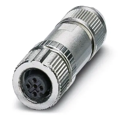 Jack, M12, 5 pole, push-in, screw locking, straight, 1424672 - 1