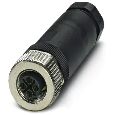 Jack, M12, 3 pole, screw connection, screw locking, straight, 1419640 - 1