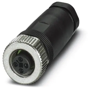 Jack, M12, 4 pole, screw connection, screw locking, straight, 1418052 - 1