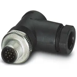 Plug, M12, 12 pole, solder connection, screw locking, angled, 1404421