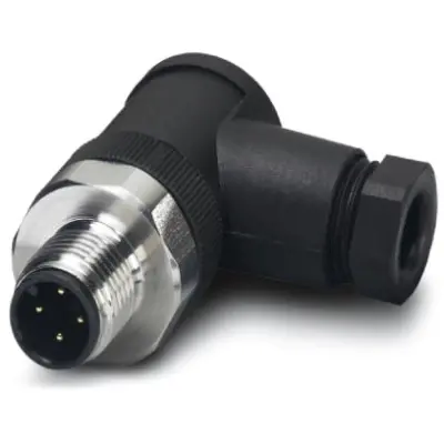 Plug, M12, 4 pole, screw connection, screw locking, angled, 1553200 - 1
