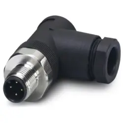Plug, M12, 4 pole, screw connection, screw locking, angled, 1553226