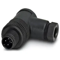 Plug, M12, 4 pole, screw connection, screw locking, angled, 1681091