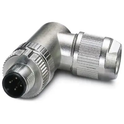 Plug, M12, 4 pole, push-in, screw locking, angled, 1424667 - 1