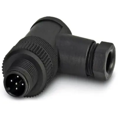 Plug, M12, 5 pole, screw connection, screw locking, angled, 1662269 - 1