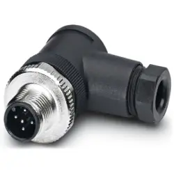 Plug, M12, 5 pole, screw connection, screw locking, angled, 1663129