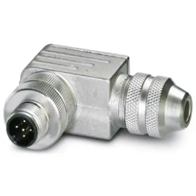 Plug, M12, 5 pole, screw connection, screw locking, angled, 1693429 - 1
