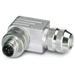 Plug, M12, 5 pole, screw connection, screw locking, angled, 1694282