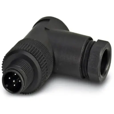 Plug, M12, 5 pole, screw connection, screw locking, angled, 1513431 - 1