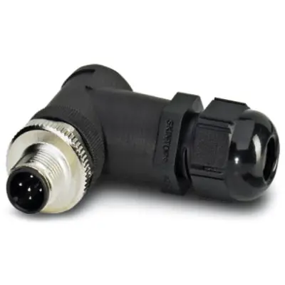Plug, M12, 5 pole, screw connection, screw locking, angled, 1561742 - 1