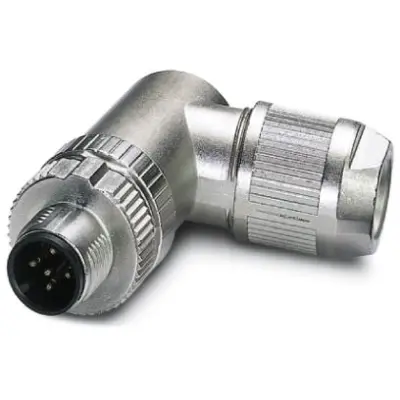 Plug, M12, 5 pole, push-in, screw locking, angled, 1424659 - 1