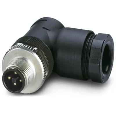 Plug, M12, 4 pole, screw connection, screw locking, angled, 1408988 - 1