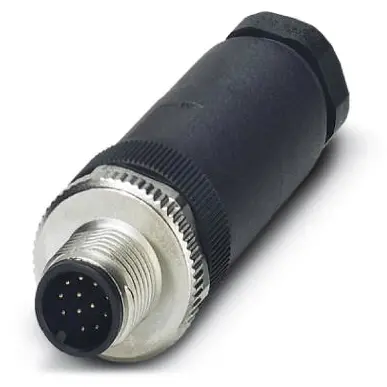 Plug, M12, 12 pole, solder connection, screw locking, straight, 1404419 - 1