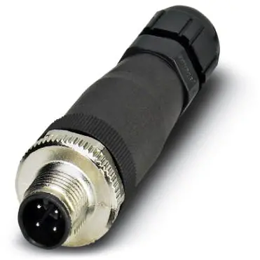 Plug, M12, 4 pole, screw connection, screw locking, straight, 1556870 - 1
