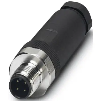 Plug, M12, 4 pole, screw connection, screw locking, straight, 1553174 - 1