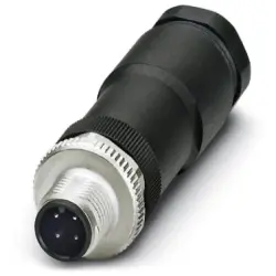 Plug, M12, 4 pole, screw connection, screw locking, straight, 1507052