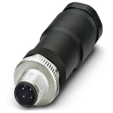 Plug, M12, 4 pole, screw connection, screw locking, straight, 1507052 - 1