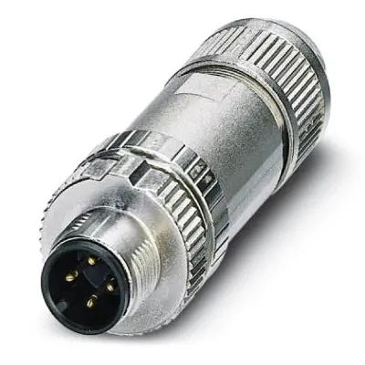 Plug, M12, 4 pole, push-in, screw locking, straight, 1424699 - 1