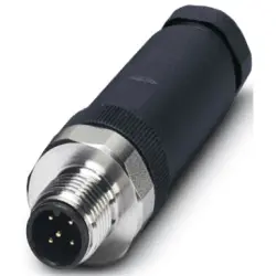 Plug, M12, 5 pole, screw connection, screw locking, straight, 1553190