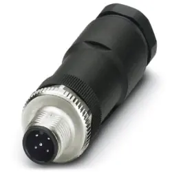 Plug, M12, 5 pole, screw connection, screw locking, straight, 1404417