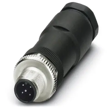 Plug, M12, 5 pole, screw connection, screw locking, straight, 1404417 - 1