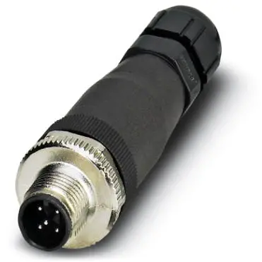 Plug, M12, 5 pole, screw connection, screw locking, straight, 1456466 - 1
