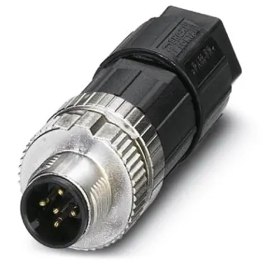Plug, M12, 5 pole, push-in, screw locking, straight, 1424649 - 1
