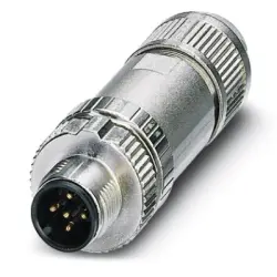 Plug, M12, 5 pole, push-in, screw locking, straight, 1424658
