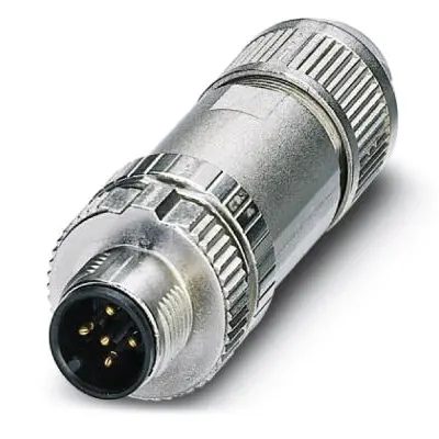 Plug, M12, 5 pole, push-in, screw locking, straight, 1424670 - 1