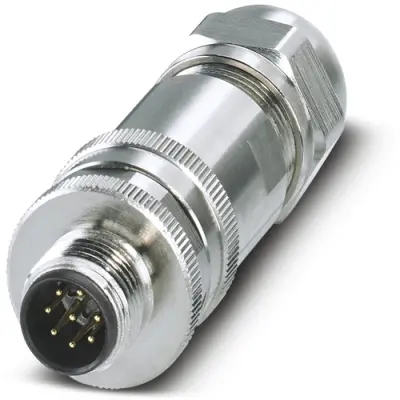 Plug, M12, 8 pole, screw connection, screw locking, straight, 1511857 - 1