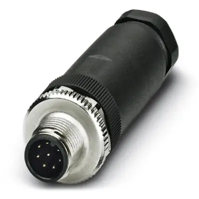 Plug, M12, 8 pole, screw connection, screw locking, straight, 1513334 - 1