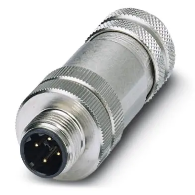 Plug, M12, 4 pole, screw connection, screw locking, straight, 1521258 - 1