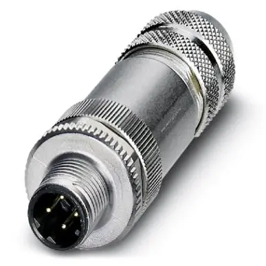 Plug, M12, 4 pole, screw connection, screw locking, straight, 1521261 - 1