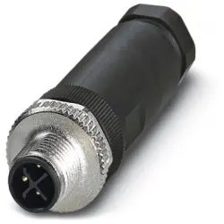 Plug, M12, 3 pole, screw connection, screw locking, straight, 1419639