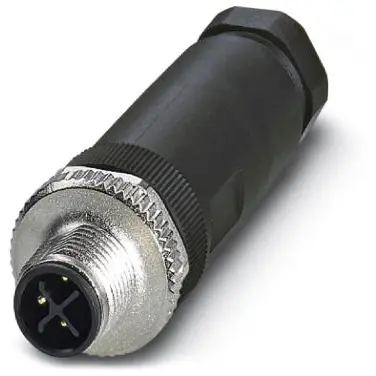 Plug, M12, 3 pole, screw connection, screw locking, straight, 1419639 - 1