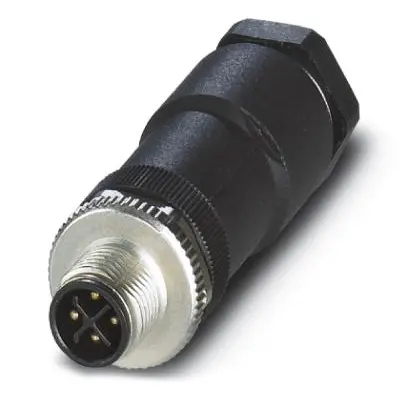 Plug, M12, 4 pole, screw connection, screw locking, straight, 1404641 - 1