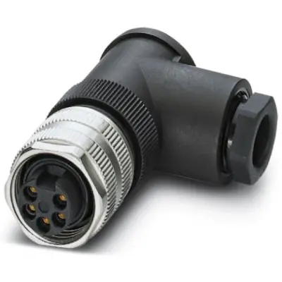 Jack, 5 pole, screw connection, screw locking, angled, 1456297 - 1