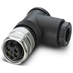 Jack, 5 pole, screw connection, screw locking, angled, 1456307