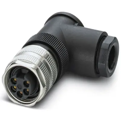 Jack, 5 pole, screw connection, screw locking, angled, 1456307 - 1