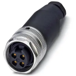Jack, 4 pole, screw connection, screw locking, straight, 1521342
