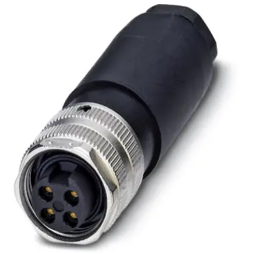 Jack, 4 pole, screw connection, screw locking, straight, 1521355 - 1