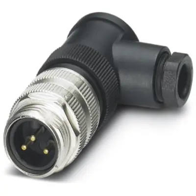 Plug, 3 pole, screw connection, screw locking, angled, 1521465 - 1