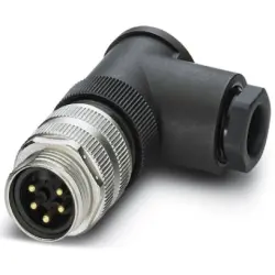 Plug, 5 pole, screw connection, screw locking, angled, 1456242