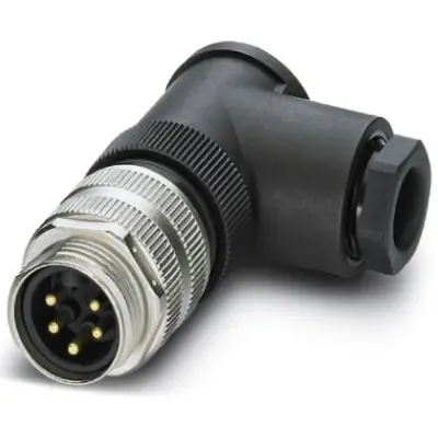 Plug, 5 pole, screw connection, screw locking, angled, 1456242 - 1