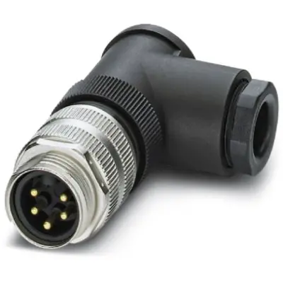 Plug, 5 pole, screw connection, screw locking, angled, 1456255 - 1