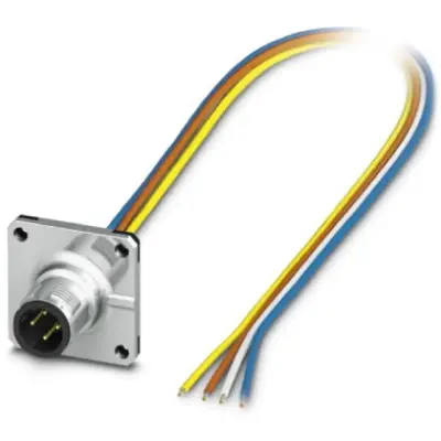 Panel plug, M12, 4 pole, strand connection, SPEEDCON locking, straight, 1440957 - 1